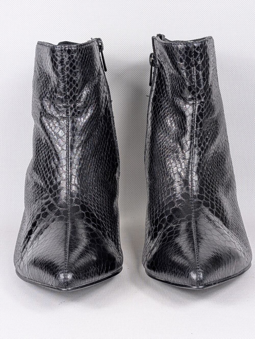 Torrid NEW Black Vegan Leather Snake Print Side Zip Pointed Toe Ankle Booties 9W
